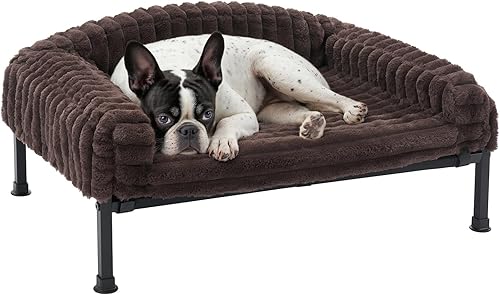 Miniatura 13 de Veehoo Cama Elevada para Perros con Cojín de Apoyo, Camas de Felpa Esponjosa para Perros Pequeños, Gatos, Cuna Elevada Lavable para Mascotas con