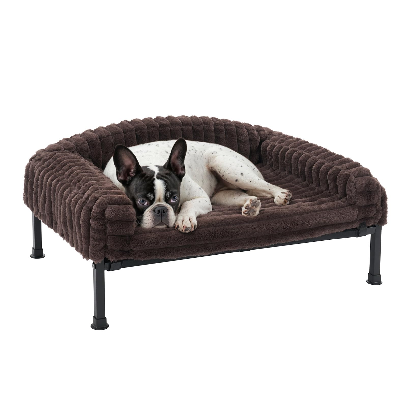 Veehoo Elevated Dog Bed Brown Plush