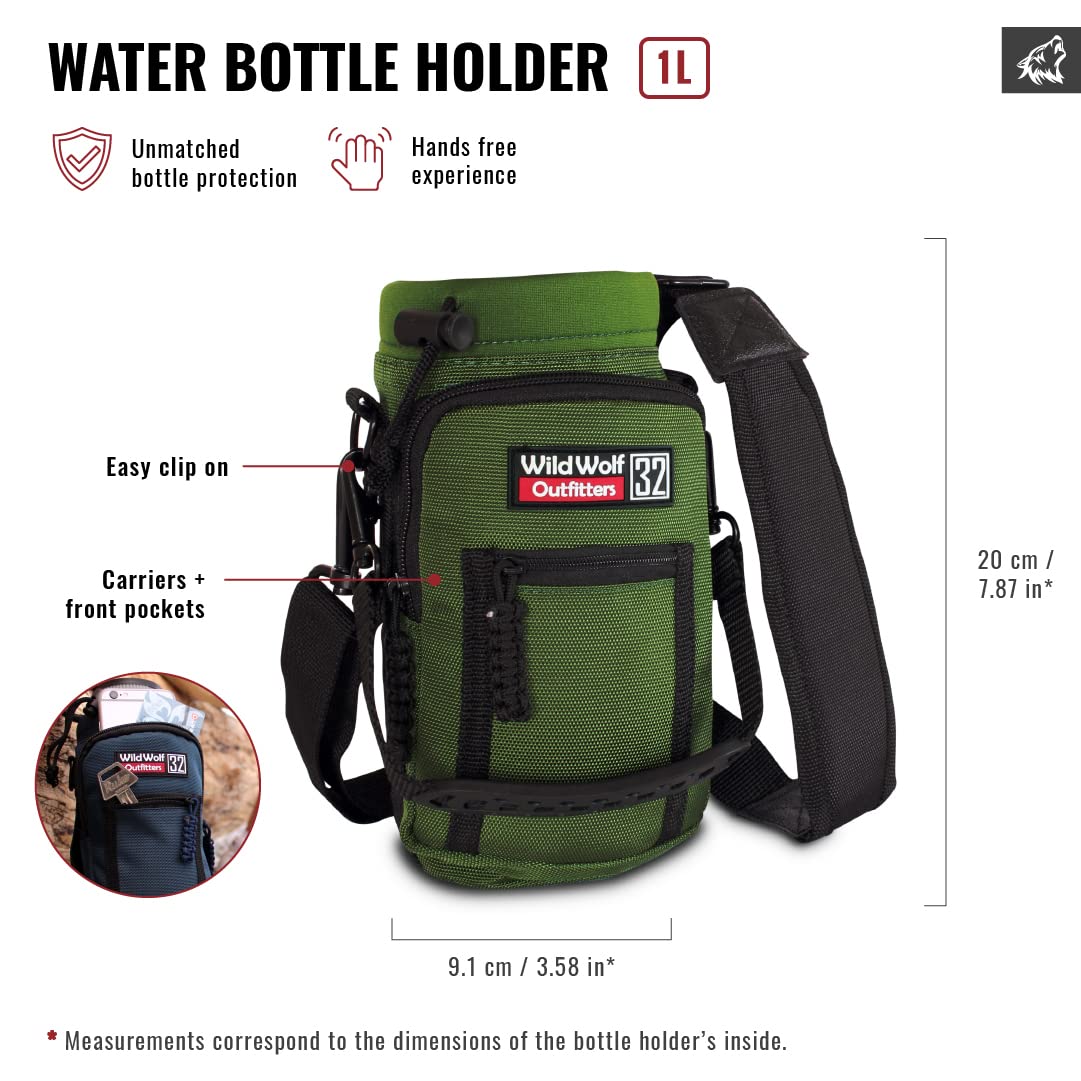 Wild Wolf Outfitters - Portaborraccia per borracce da 907,2 g (32 oz), per trasportare/proteggere/isolare, portaborraccia militare con 2 tasche e tracolla imbottita regolabile