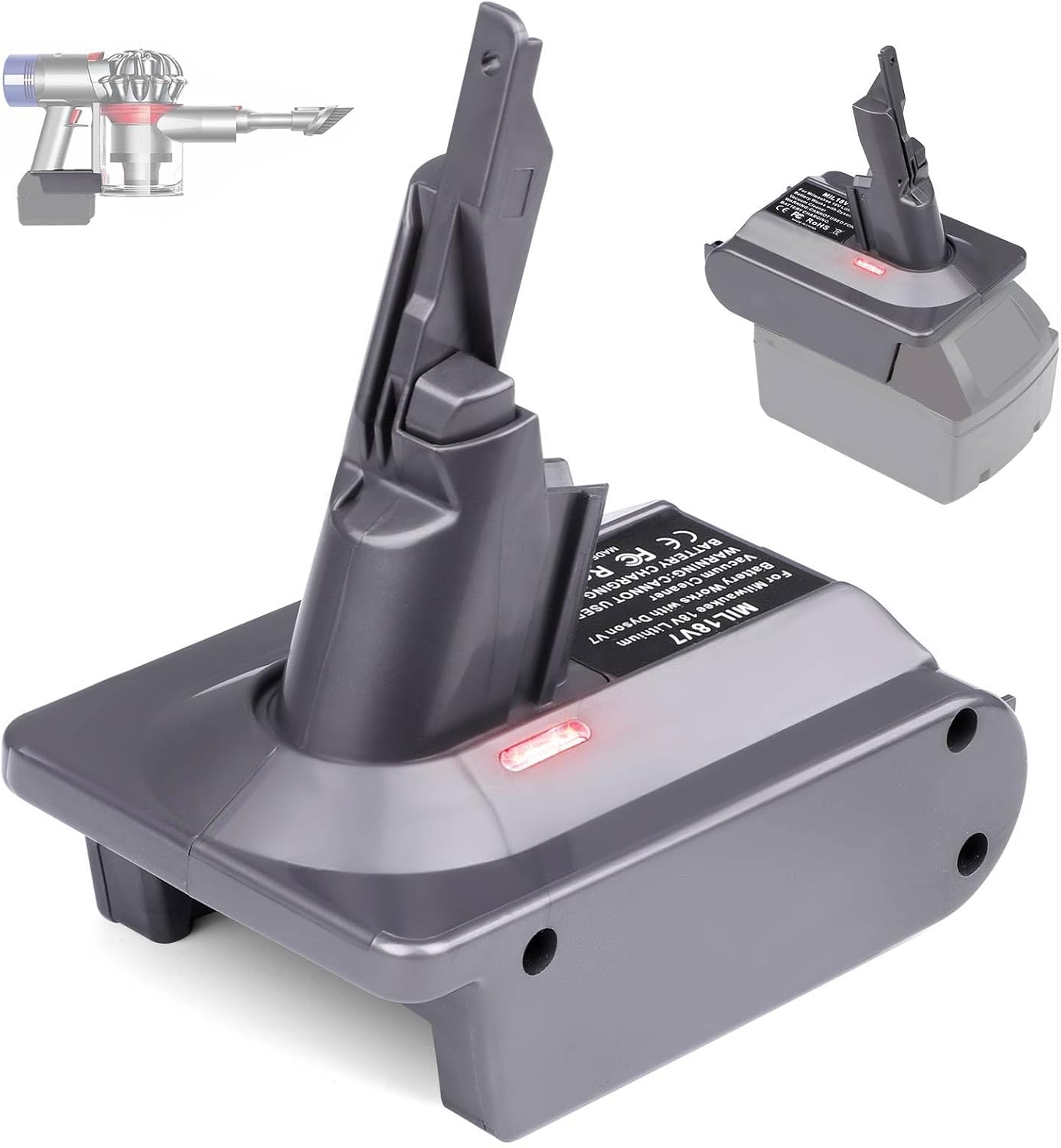 for Dyson V7 Battery Adapter for Milwaukee M18 18V Battery Convert to for Dyson V7 SV11 Animal Cordless Stick Vacuum Cleaner Handheld Vacuum Converter (MIL18V7 Adapter only, No Battery)