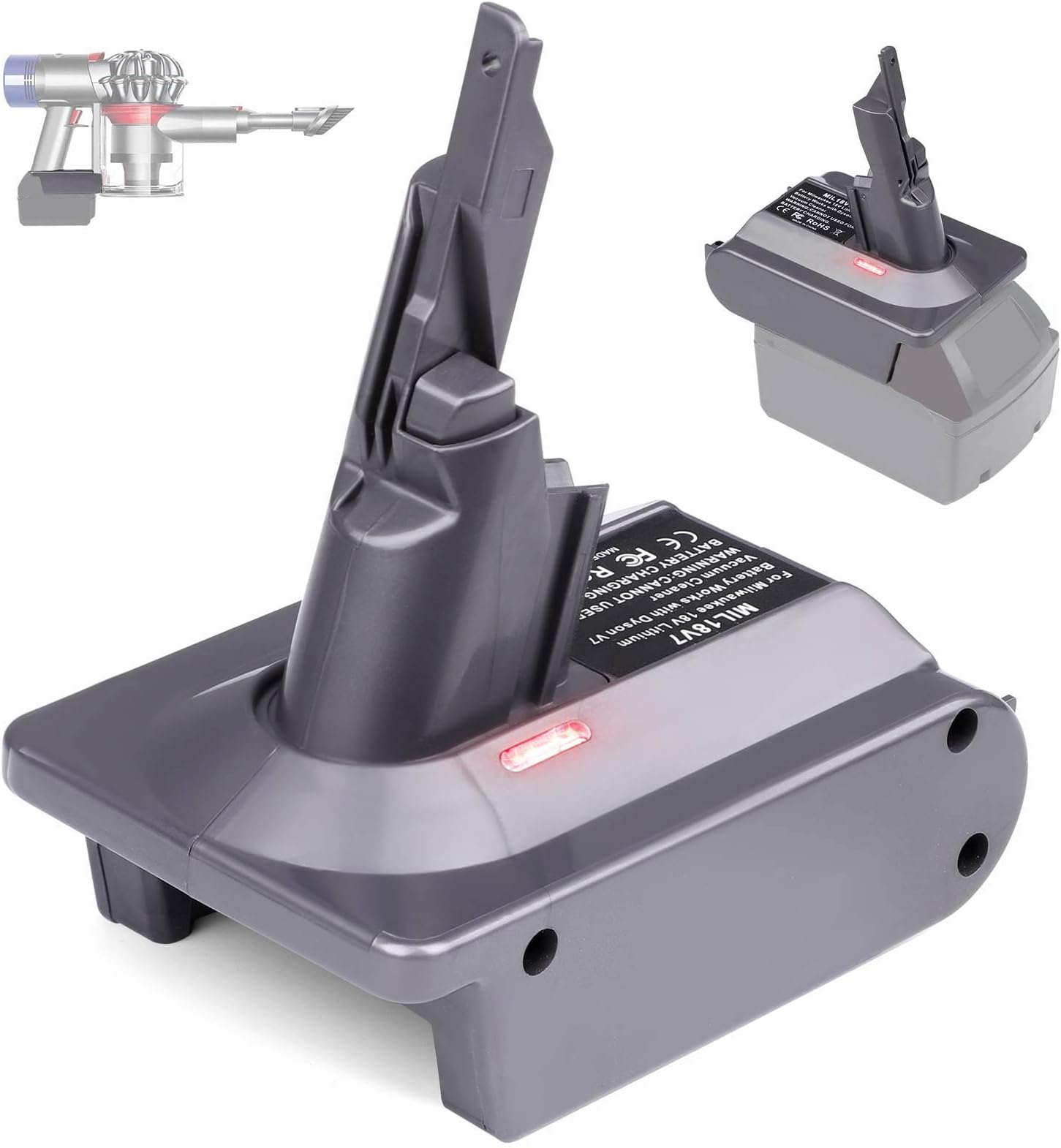 for Dyson V7 Battery Adapter for Milwaukee M18 18V Battery Convert to for Dyson V7 SV11 Animal Cordless Stick Vacuum Cleaner Handheld Vacuum Converter (MIL18V7 Adapter only, No Battery)