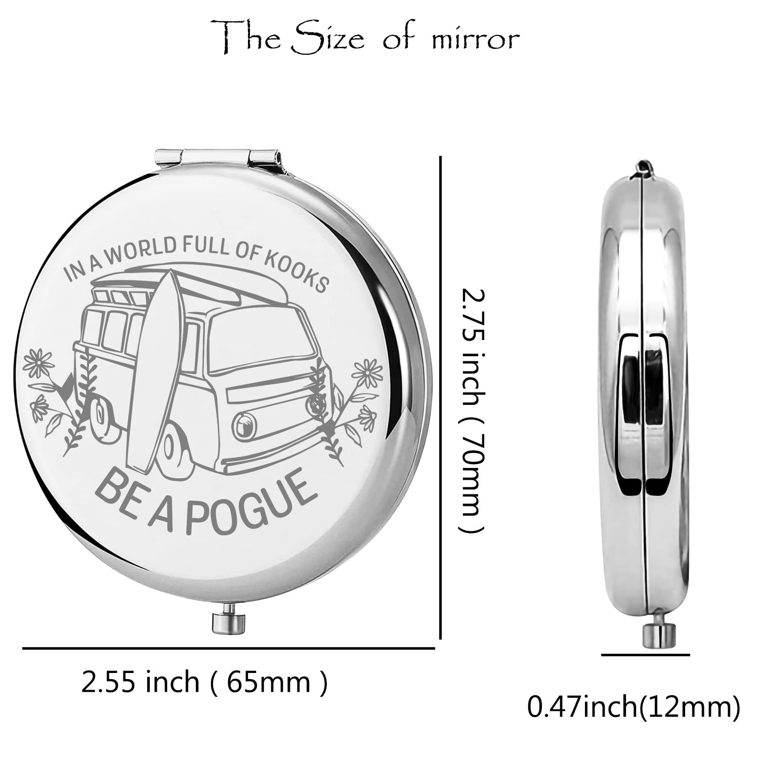 Birdgot Faltbarer Make-up-Spiegel 6,5 Cm – Mit Vergrößerungsspiegel, Im Samtbeutel, Perfekt Als Geschenk Für Frauen