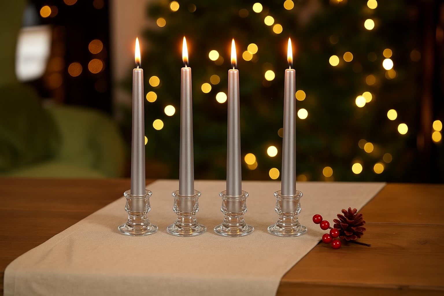 Marco Paul Interiors Clear Marco Paul 4Pc Glass Candle Holders Coloured Taper Candlestick Holders Decorative Candlesticks Living Room Accessories House Accessories Candles & Holders Table Decorations Centrepiece
