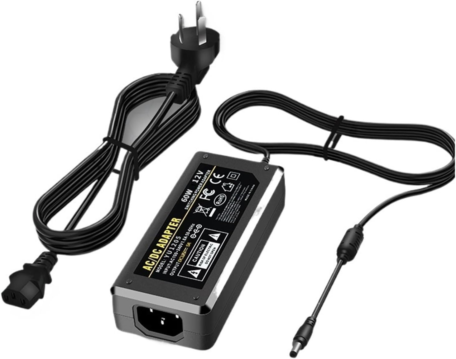 Computer Power Supply 12V 6A 12V 8A 7A 10A Power Adapter 12V 5A 4A LED Monitoring Power Cord(12V5A 12V5A 60W)