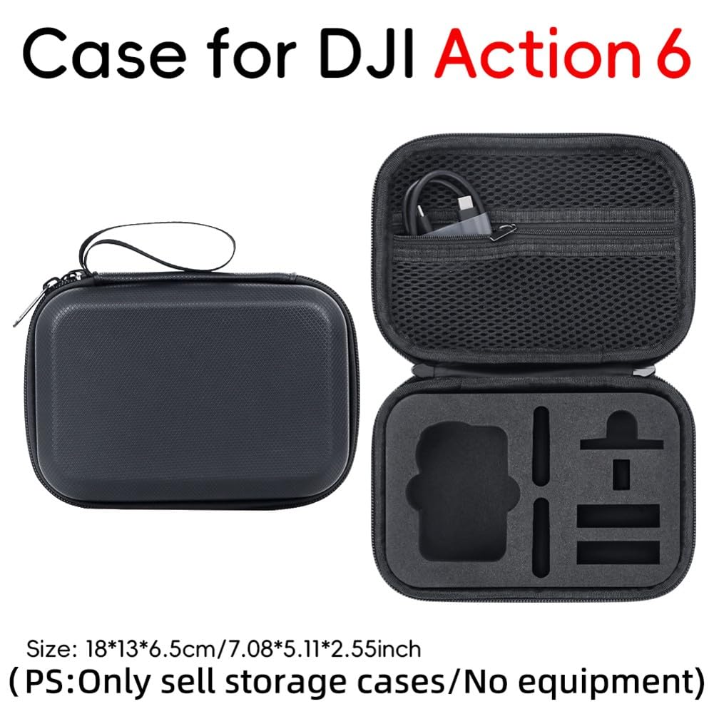 Funda de transporte portátil de piel sintética para Osmo Action 6, para bolsa de almacenamiento compacta de viaje, accesorios de cámara, color negro y gris