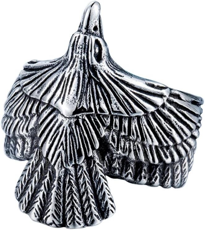 Men's Stainless Steel Hawk Eagle Ring Skyhawk Sculpture Biker Band Silver Gold