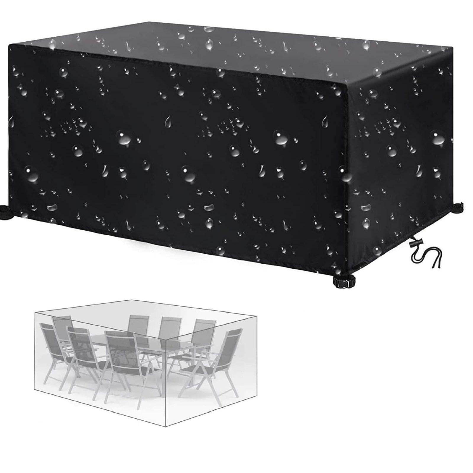 XL wodoodporny pokrowiec na meble tarasowe, 345 x 270 x 70 cm, rattanowy ochraniacz na kostkę, pokrowiec na stół i zestaw, wiatroszczelny, odporny na promieniowanie UV, ogrodnik, niezbędny, trwały i