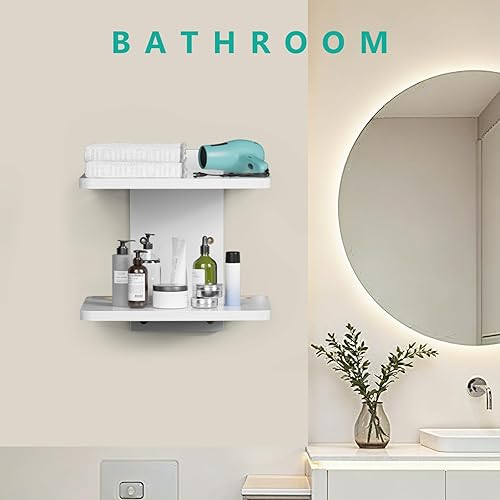 Miniatura 8 de WALI Estante flotante para TV, estante de proyector de 2 niveles para reproductores de DVD, enrutadores, consolas de juegos, cajas de cable,