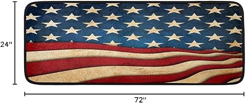 Miniatura 2 de Alfombra larga de 2 x 6 pies 4 pies 4 de julio, con bandera de Estados Unidos, lavable, suave, cómoda, antideslizante, absorbente, para interiores,