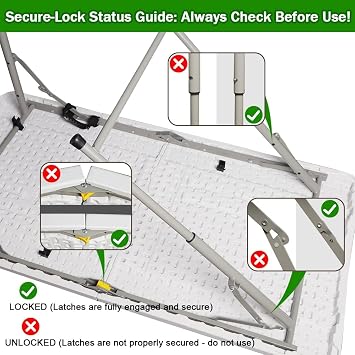 FORUP Folding Utility Table, 4ft Fold-in-Half Portable Plastic Picnic Party Dining Camp Table