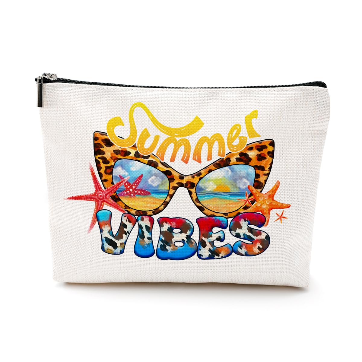 PQVSummer Lake Cruise Life Cosmetic Bag Vacation Beach Themed Gifts for Beach Lover Summer Lovers Makeup Bag Beach Stuff, Summer Vibes, 9.7" x 6.8 "x 2"