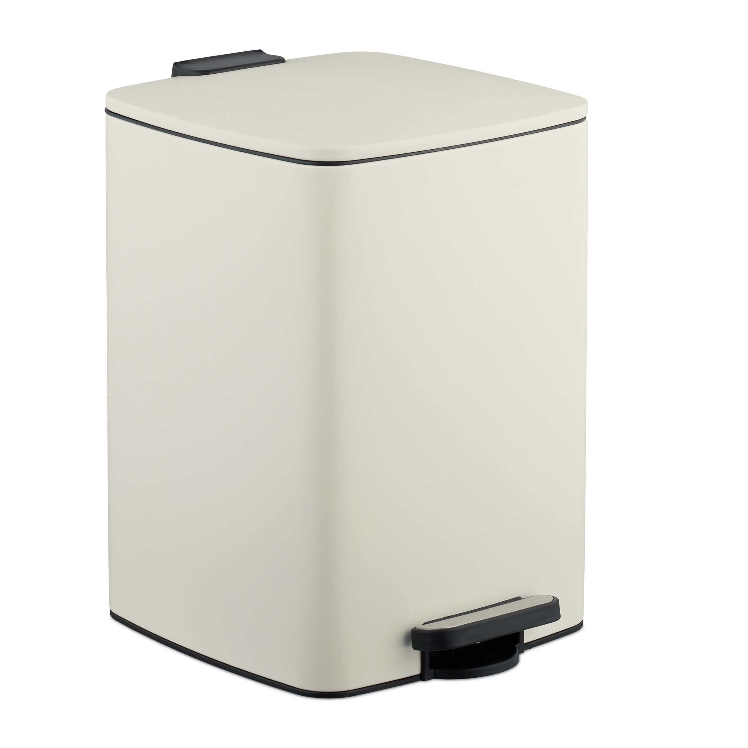 Relaxdays Kitchen Pedal Bin, 20 Litres, Removable Inner Bucket, with Rubbish Bag Liners, Waste Disposal, Iron, Beige