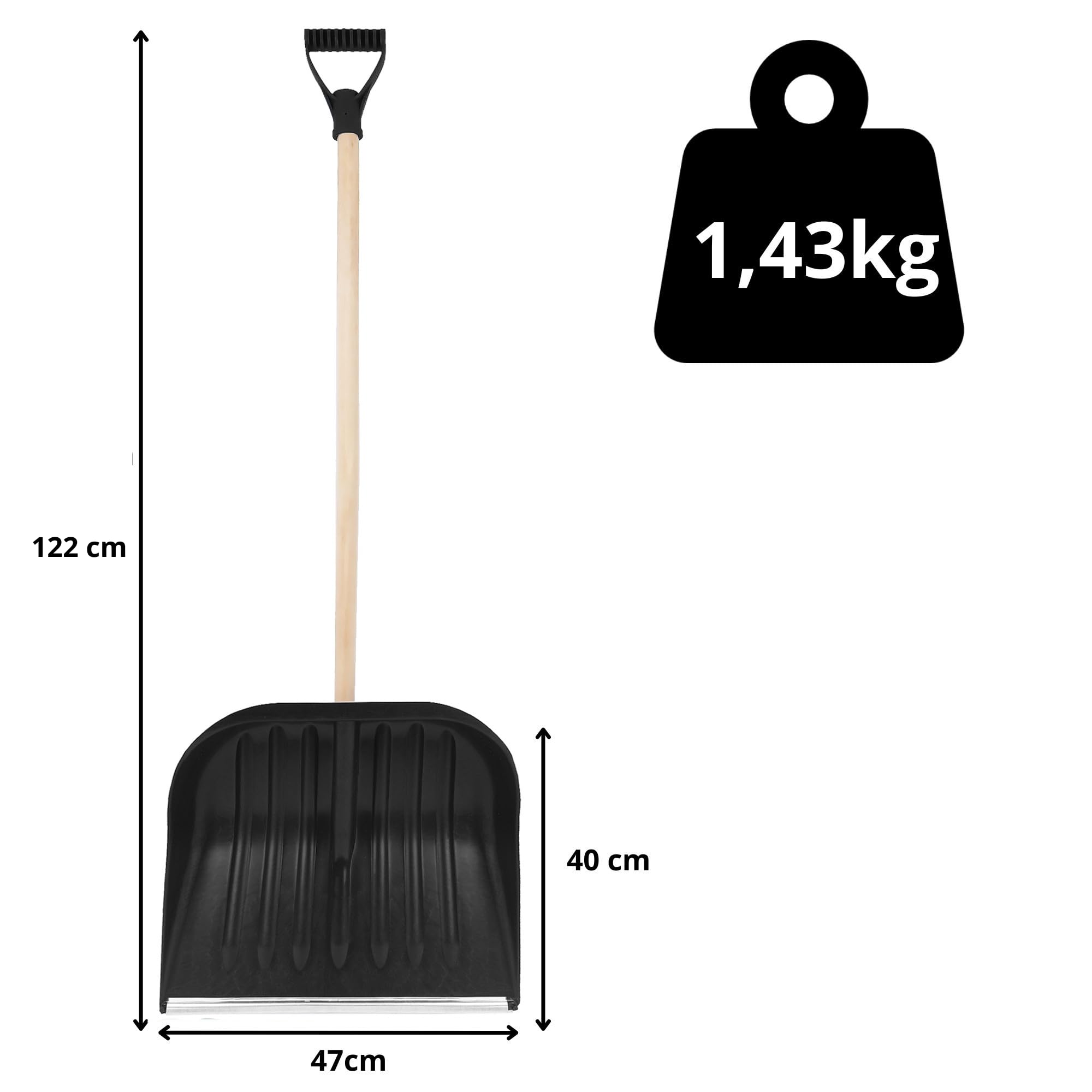 Lot de 2 pelles à neige en plastique avec manche en bois - Pour petites et grandes quantités de neige - Robuste - Pour la maison - De qualité supérieure - Dégagement rapide de la neige