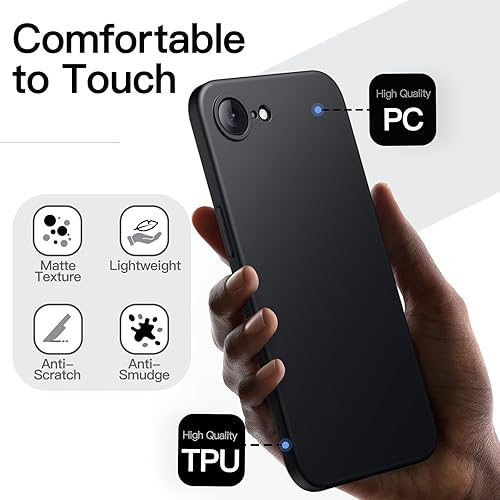 Miniatura 5 de JETech Funda delgada para iPhone 16e de 6.1 pulgadas 2025 con protección completa para lente de cámara, ultrafina, ligera, acabado mate, funda