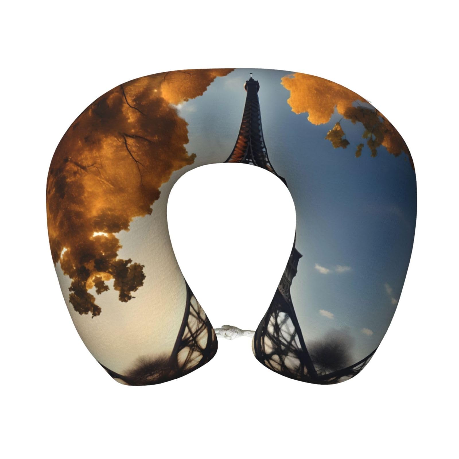 peiyeety Beautiful Eiffel Tower Paris Print Custom U-Shaped Pillow,Memory Foam Cervical Neck Travel Pillow,for Home,Camping,Travelling
