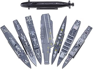 MOOKEENONE 8Pcs 15cm Plastic Warship Aircraft Carrier 4D Model Model Cruiser Frigate Submarine Battleship Model Warship Model Warship Ornaments Military Model Accessories(Unassembled Kit )