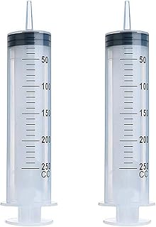HaBeuniver 2 Pack 250ml/cc Large Plastic Syringe for Scientific Labs, Garden Watering Plants, Industrial Use or Household