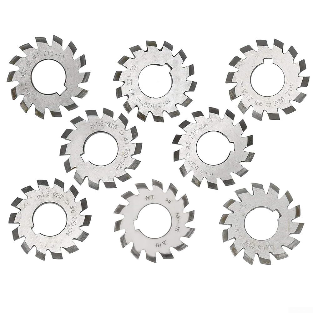 Kit de 8 fraises à engrenage en acier rapide pour module 1 5 vitesses, diamètre intérieur de 22 mm