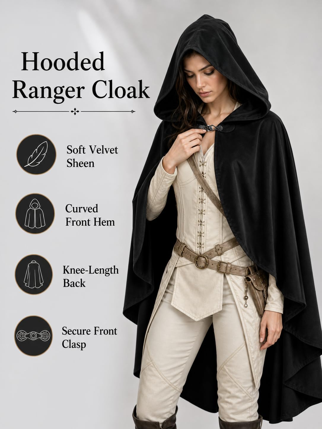 JEGERMIG Medieval Cloak Costume, 8 Colors for Halloween & Ren Faire Cape