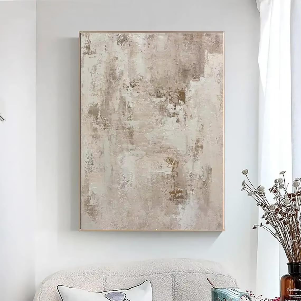 DFZEWKI Brown and Beige Canvas Wall Art Large Modern Contemporary Artwork for Living Room Home Decor(30x40cm(12x16in)/No frame)
