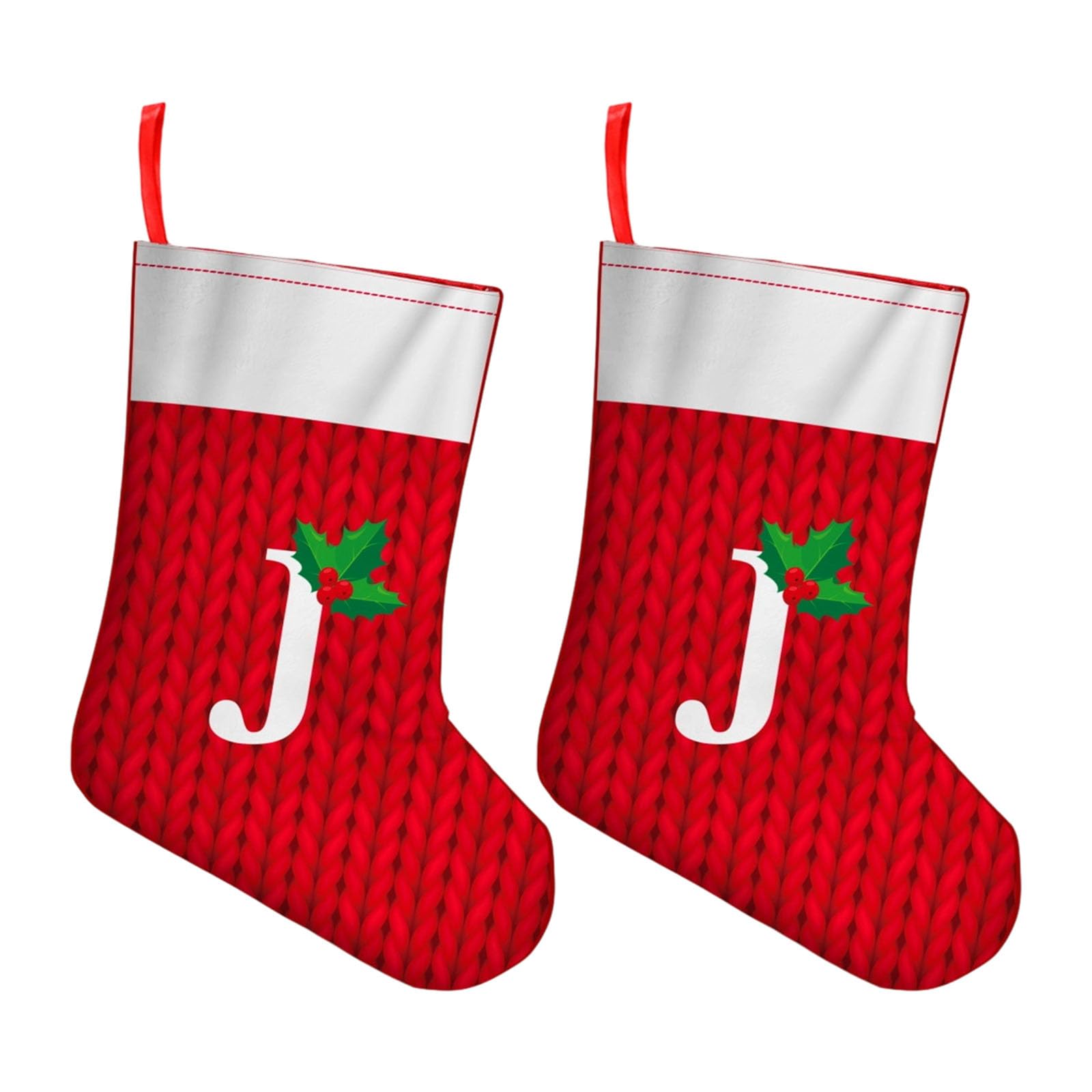 Carotoe J Classical Christmas Stocking Set Embroidered Letter Sturdy Fabric Fireplaces Hanging Ornament For Family Individualized Christmas Socks