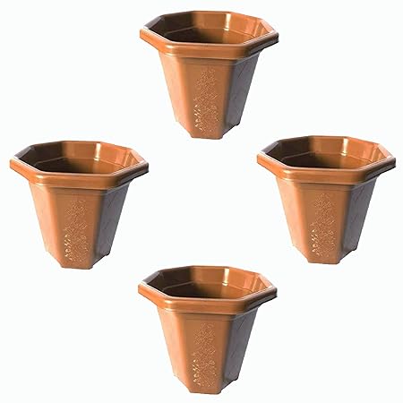 Grovals Plastic Flower and Plant Pot Set for Office, Home, Garden and Outdoor (4)