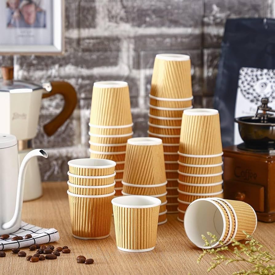 HOT BARGAINS Kraft Paper Coffee Cups 4oz/120ml, Pack of 50, Triple Wall Insulated Hot Drink Cups (50, 4oz) โ image 1