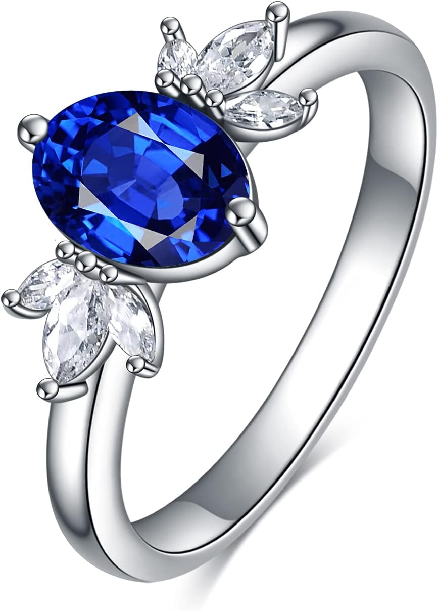 AOBOCO Oval Birthstone Ring for Women Sterling Silver Jewelry for Women with Austrian Crystal Jewelry Mothers Day Gifts for Mom Grandma Friends