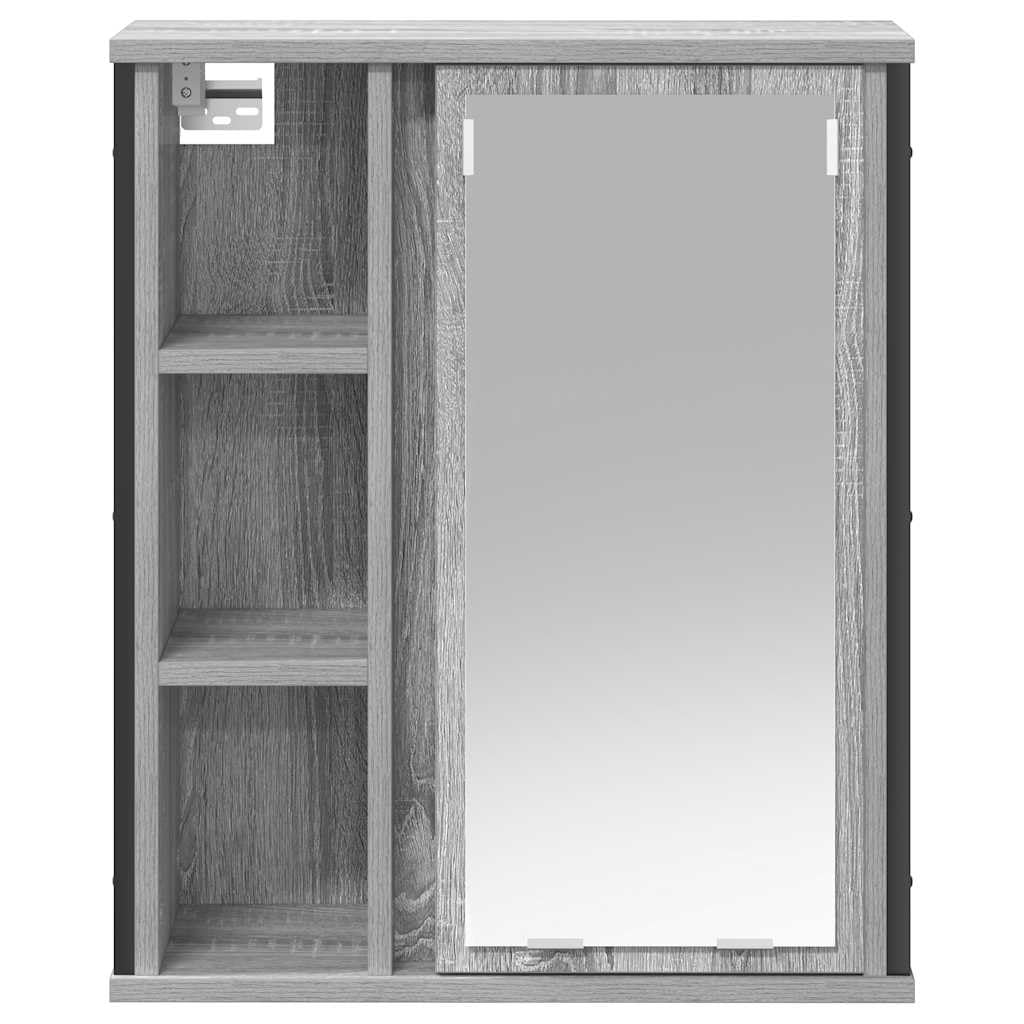 Armoire murale de salle de bain avec miroir gris Sonoma 50 x 21 x 60 cm avec espace de rangement et étagère pour salle de bain invités WC ordre et espace de rangement pratique
