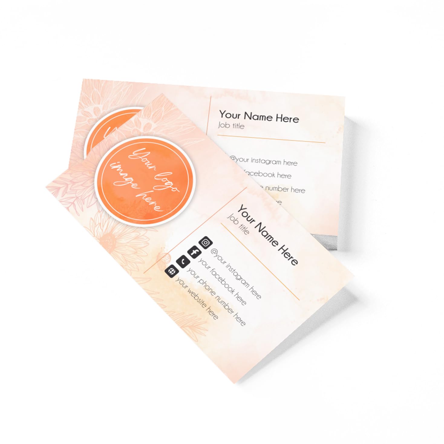 lepni.me Custom Thank You Cards for Good Customers of Small Business and Online Shop Owners with Your Name, Phone Personalized Orange Floral Design Greeting Cards Gloss Mat, Simple, Laminated โ image 1