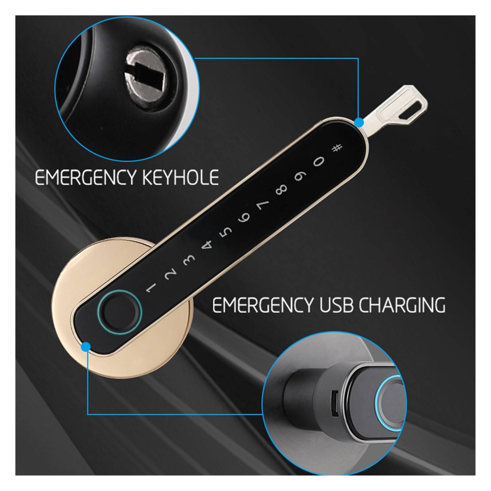 Serratura Smart, Tuya Impronta digitale biometrica Serratura intelligente Password Serratura digitale elettronica Serratura senza chiave Manopole for porte for la casa della camera da letto ,Smart Loc
