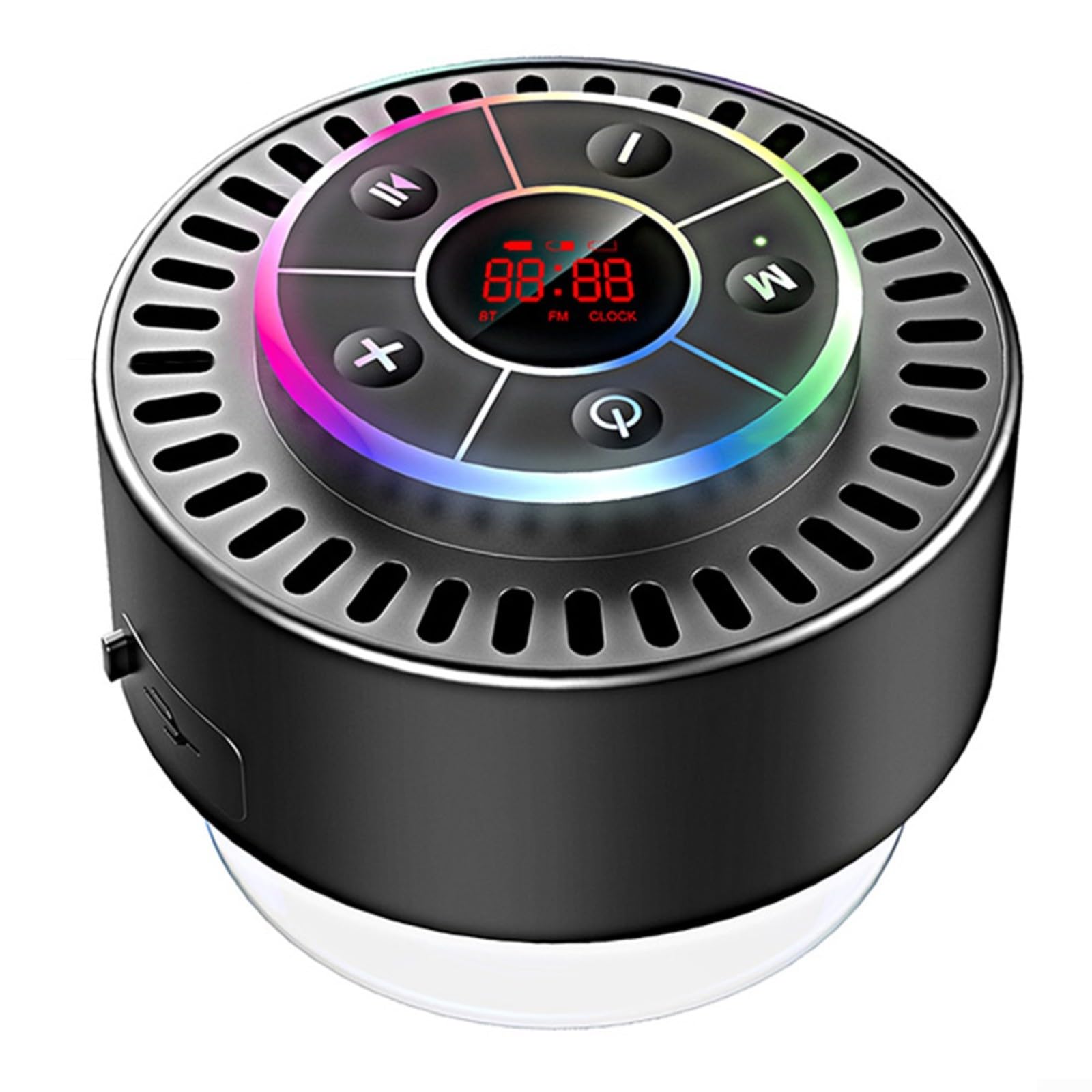 Altavoces de Ducha Bluetooth Altavoces de Ducha Altavoz de Ducha Bluetooth Resistente al Agua IPX7 con Radio FM y Pantalla LED, Color Negro, 86 x 86 x 54 mm