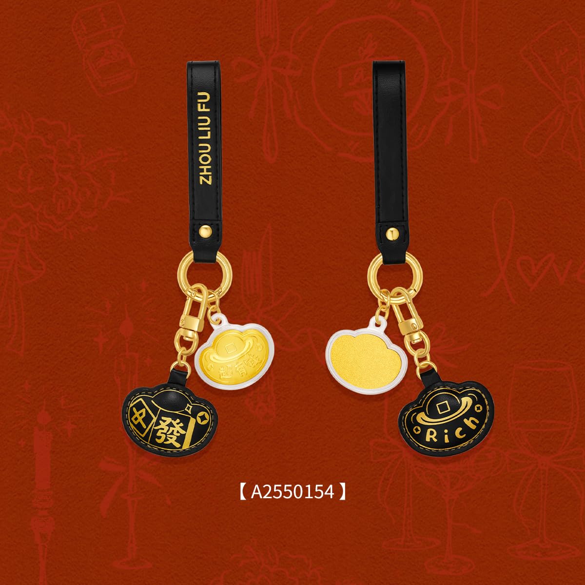24 Karat Gold Schlüsselanhänger Glücksbringer Taschenanhänger Fa Cai/RICH