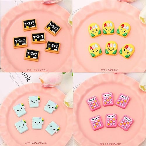 Miniatura 4 de XQingmei 30 piezas de dibujos animados mini lápiz computadora computadora parte trasera plana resina decoración accesorios de cristal barro relleno