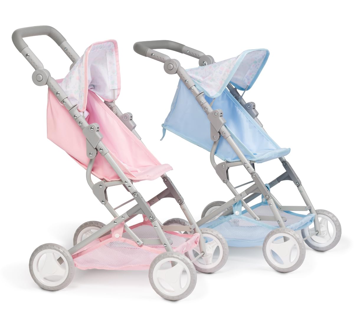 JC Toys - Passeggino pieghevole, per bambole fino a 45 cm, ideale per giocare e passeggiate, rosa con decorazione floreale, progettato da Berenguer, +3 anni
