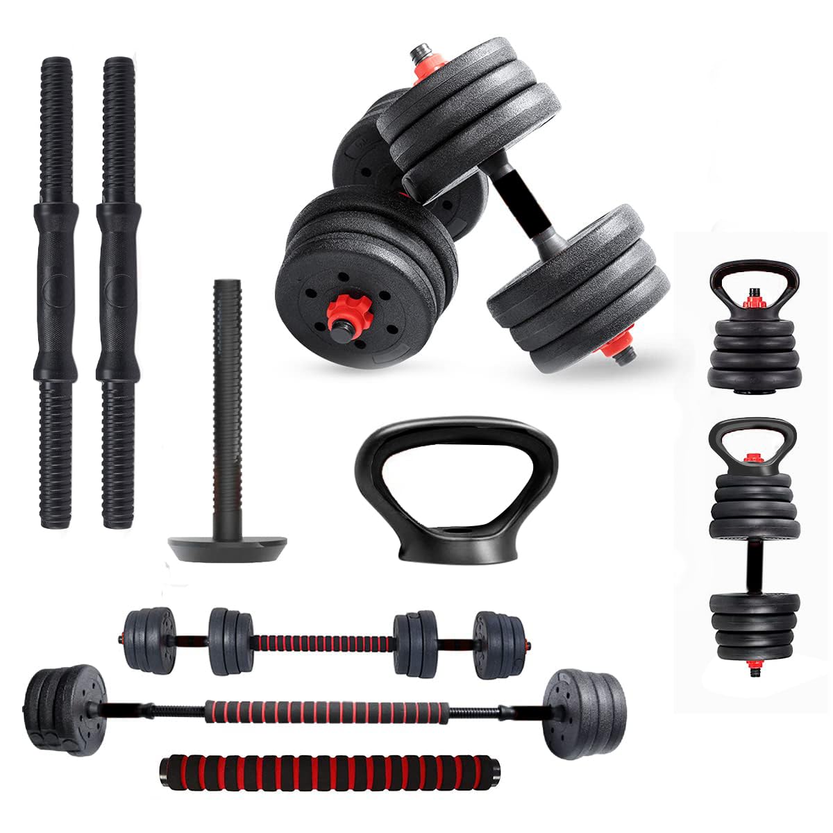Lifelong LLPVCKBC01 PVC Adjustable Kettle Bell Set 10kg Plate with Extension Barbell Rod, Dumbbells Rods and Kettle Bell Handle with Rod, Nuts,Black (B0BVFHQRZF) Amazon Price History, Amazon Price Tracker