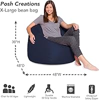 Vista 368 de Posh Creations - Puff para niños, adolescentes y adultos, incluye funda extraíble y lavable a máquina, tamaño grande de 38 pulgadas, lona con diseño