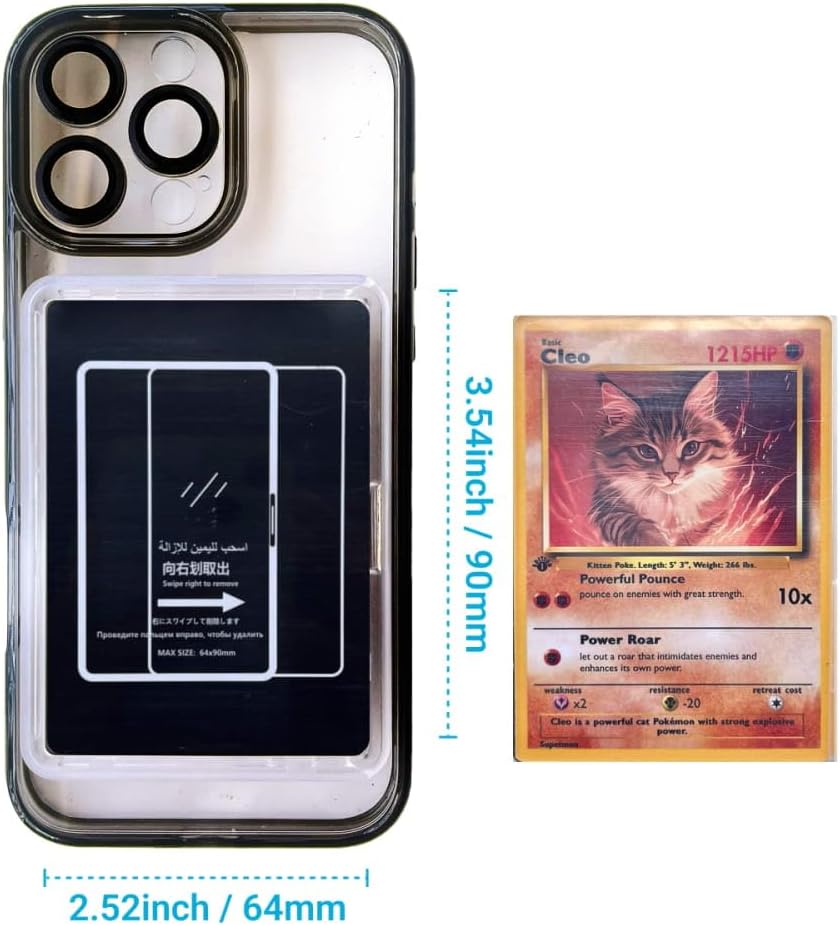 Card/Photo Display Phone Case for iPhone | TCG/Picture Display Top Loaders & Sleeves | Compatible Pokemon Cards, Sports, One Piece, Magic (Black, iPhone 16)