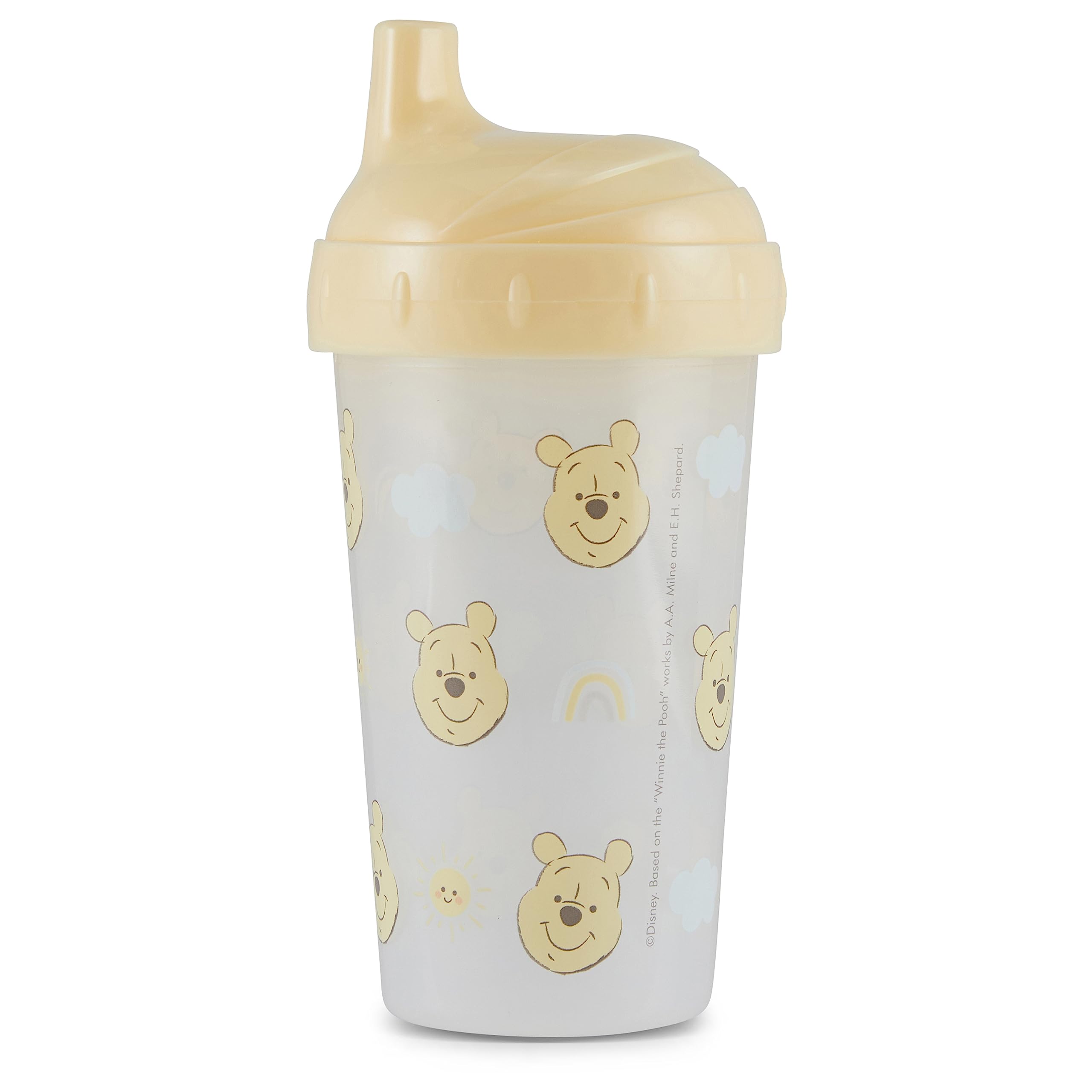 Schnabelbecher für Kleinkinder für Jungen und Mädchen, 284 ml, Winnie Puuh Schnabeltasse mit Strohhalm und Deckel, langlebig, blau, auslaufsicher, Reise-Wasserflasche für Kleinkinder