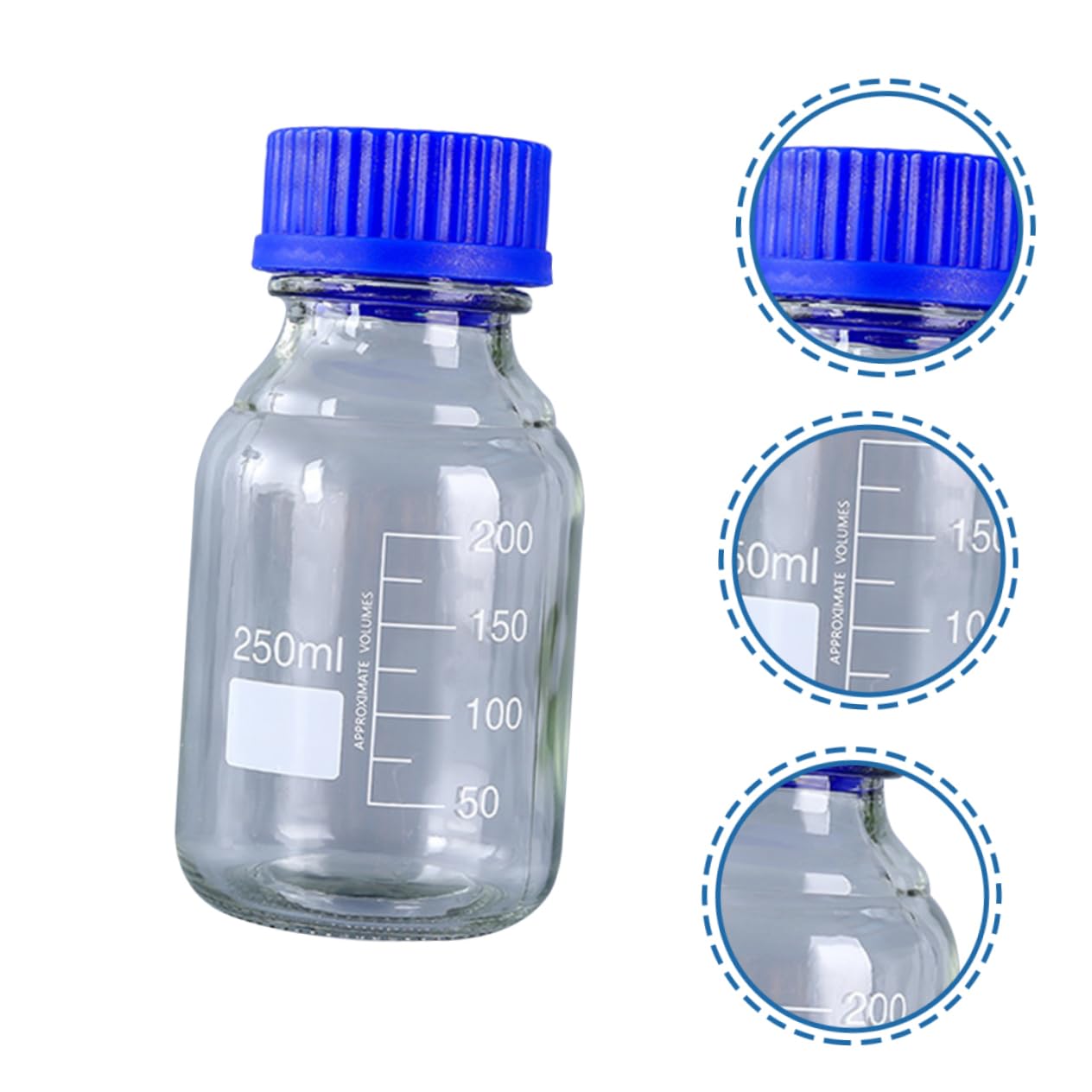 Luxshiny 3 Stück Reagenzflasche 250ml aus Glas für Chemikalien
