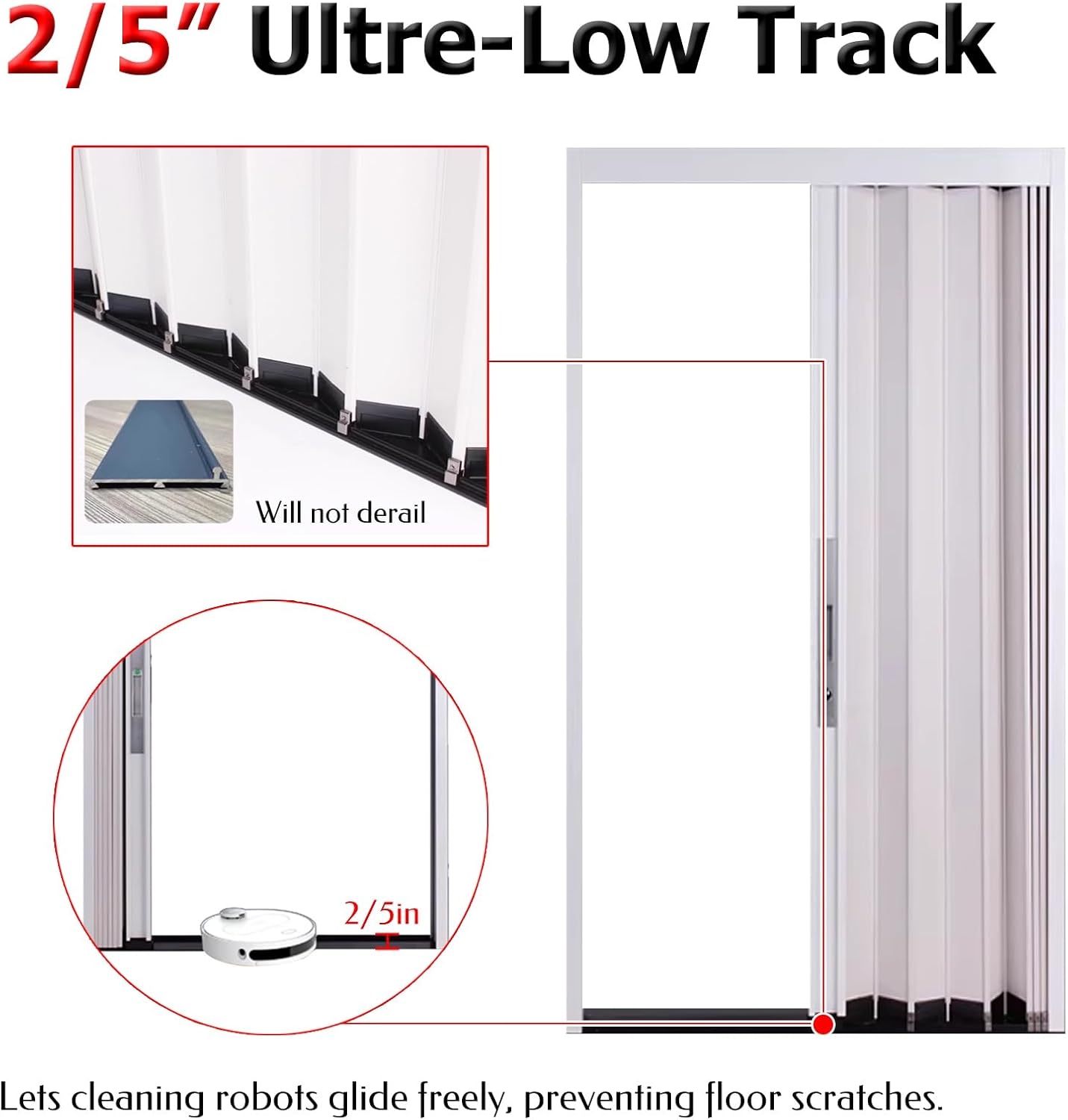 72" 83" 90" Tall Aluminum Accordion Door with Lock, Retractable Invisible Door Divider for Room Separation, Folding Sliding Invisible Door Partition(White,60x90in)