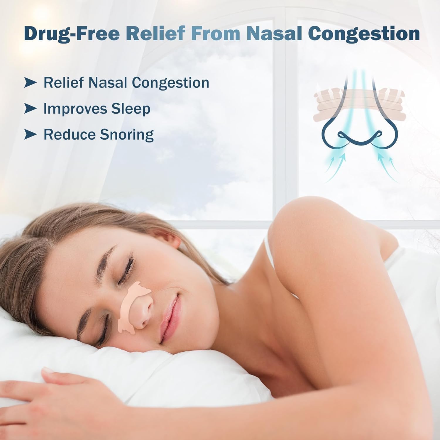 Breathing Nasal Strips - ( 30 Count ) Breathe Right Nasal Strips for Snoring, Extra Strength Beige Nasal Pureflow Breathing Strips to Improve Sleep, Instant Nasal Congestion Relief Caused by Good Breath Colds & Allergies — Amazon image 3