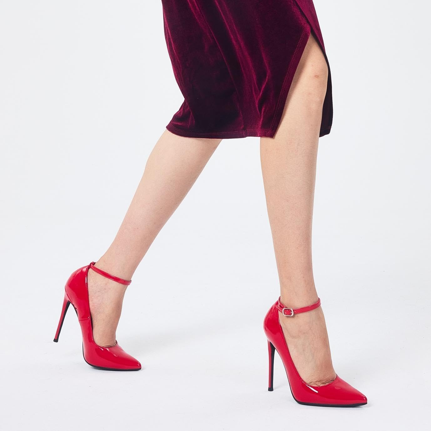 Elisabet Tang Women's Fashion Removable Ankle Strap Classic Pumps High Heels - 4.7IN Sexy Closed Pointy Toe Stilettos for Party Dress Shoes - Image 7