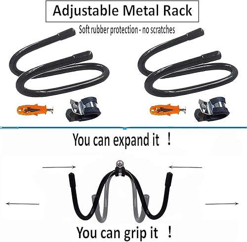 Miniatura 2 de Paquete de 2 soportes grandes para esterillas de yoga de montaje en pared, organizador de estante de pared para esterilla de yogaruedas, rodillo de