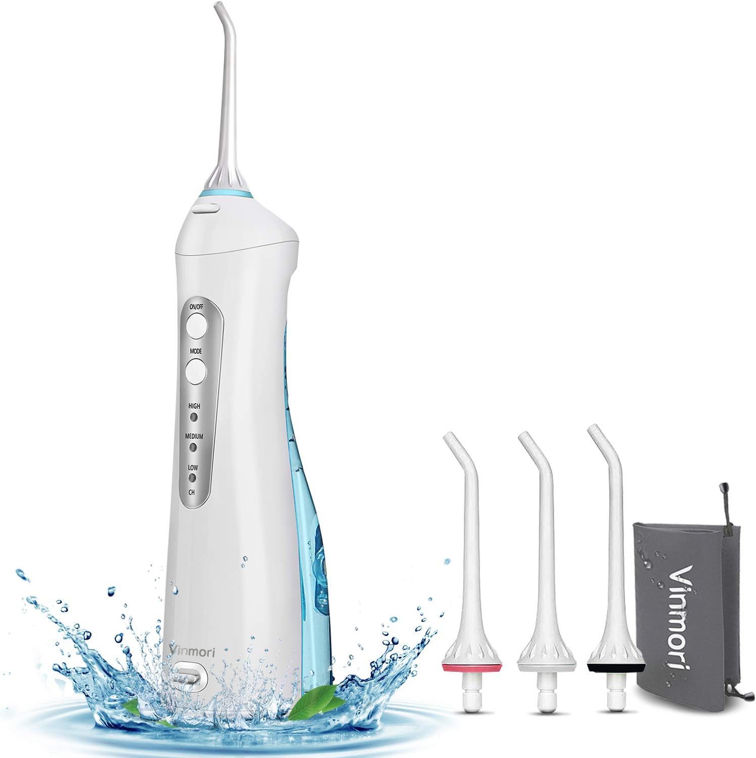 Cordless Water Flosser, VINMORI 2019 Upgraded Oral Irrigator 3-Mode USB Rechargeable IPX7 Waterproof Electric Dental Flosser