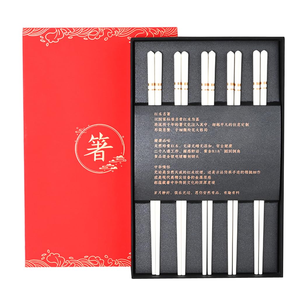 ZHOUXIAO Boîne-Cadeaux Chinois en Porcelaine Boîte-Cadeau, Réutilisable Ensemble De Baguettes De Lave-vaisse Réutilisables Copsticks Sûrs avec Étui, Céramiques Osseuses De Ha A-5pairs