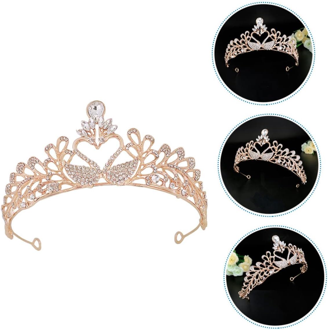 1pc Rhinestone Swan Crown Tiara Headdress for Women Elegant Bridal Jewelry Lightweight Design for Weddings Parties and Photo Shoots Beautiful Accessory with Delicate Details