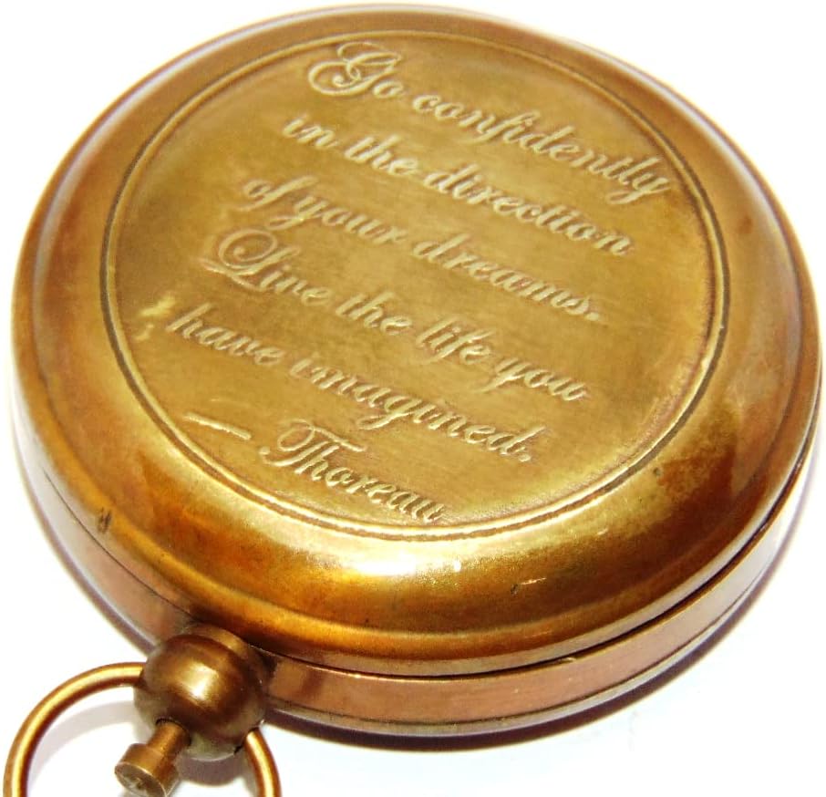 Antique Nautical Pocket Compass- Working Collectible Vintage Handmade Brass Compass for Hiking, Surviving Style by DOLLAND London, 6 x 4 2.5inch