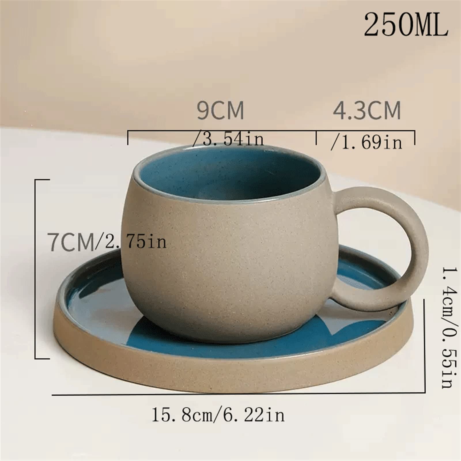 Filiżanka herbaty Ceramiczny zestaw filiżanek do kawy Vintage gruby ceramiczny kubek herbaty Wykwintny na wodę(Yellow)