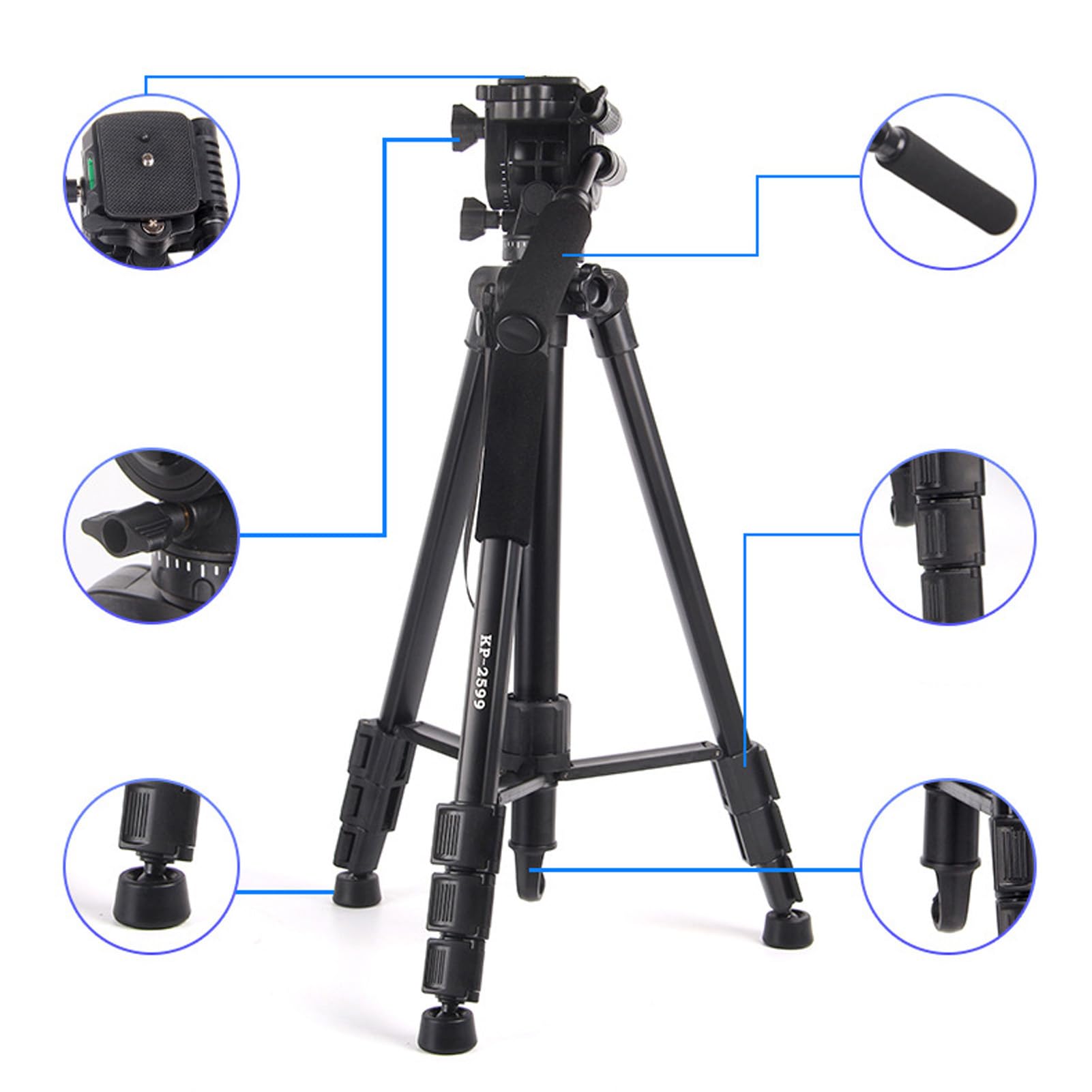 GOWENIC Trípode de Viaje 64.96 Pulgadas para Teléfono DSLR Vlogging